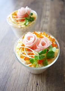 薔薇のカップ押し寿司のレシピ 作り方 Happy Recipe ヤマサ醤油のレシピサイト