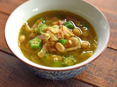 大豆とオクラのガーリック カレースープのレシピ 作り方 Happy Recipe ヤマサ醤油のレシピサイト