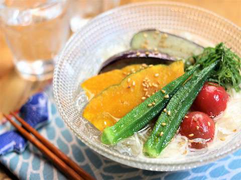 素揚げ野菜たっぷり素麺のレシピ 作り方 Happy Recipe ヤマサ醤油のレシピサイト