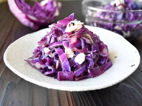 しょうゆとごま香る 華やか紫無限キャベツのレシピ 作り方 Happy Recipe ヤマサ醤油のレシピサイト