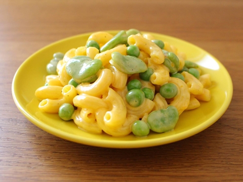 そら豆とグリーンピースのイエローマカロニサラダのレシピ 作り方 Happy Recipe ヤマサ醤油のレシピサイト