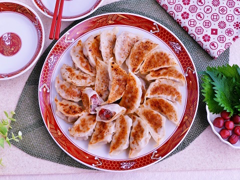 小梅としその和風餃子のレシピ 作り方 Happy Recipe ヤマサ醤油のレシピサイト